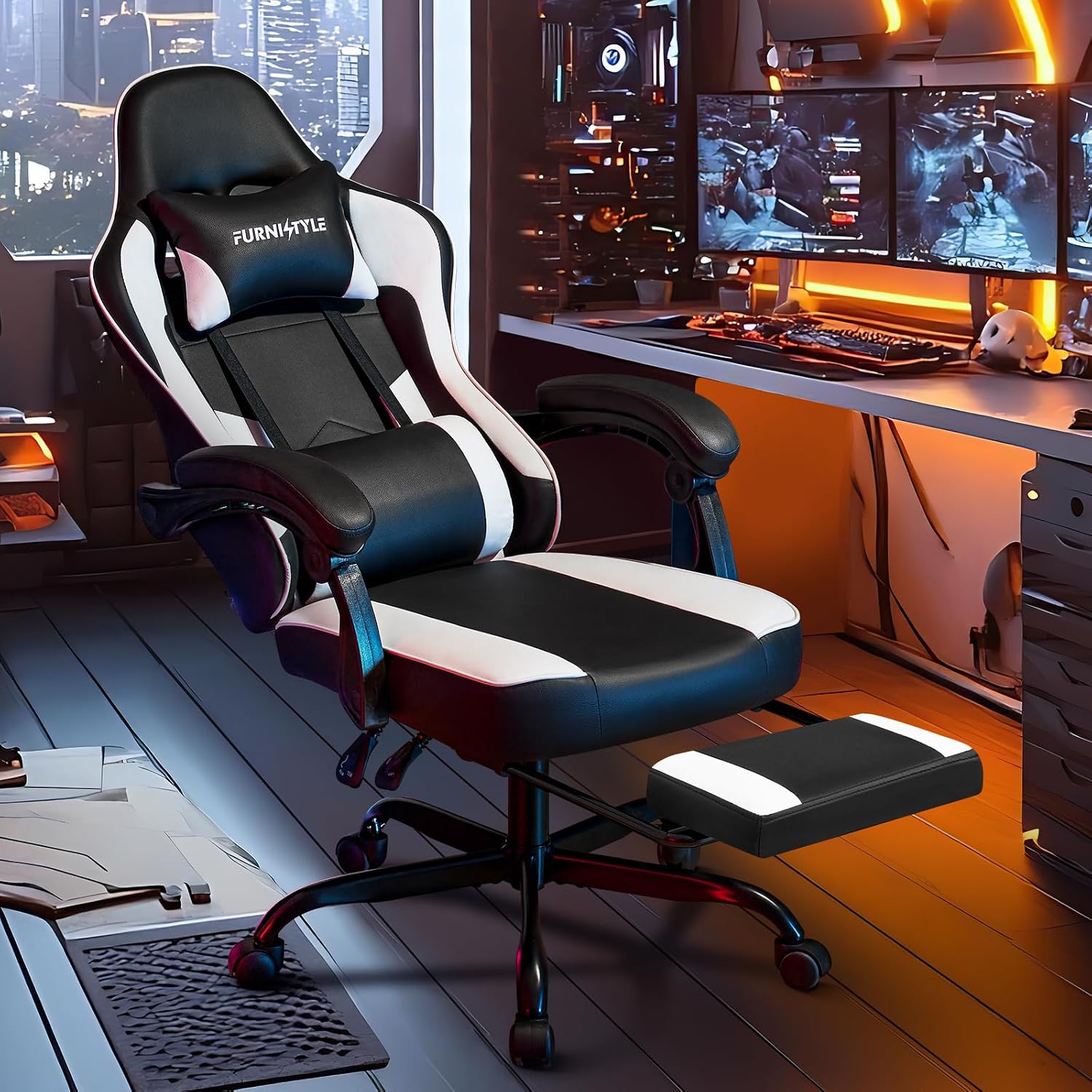 كرسي ألعاب مع مسند للقدمين، كر - مراجعة Video Gaming & Esports Usd Acc وسعره