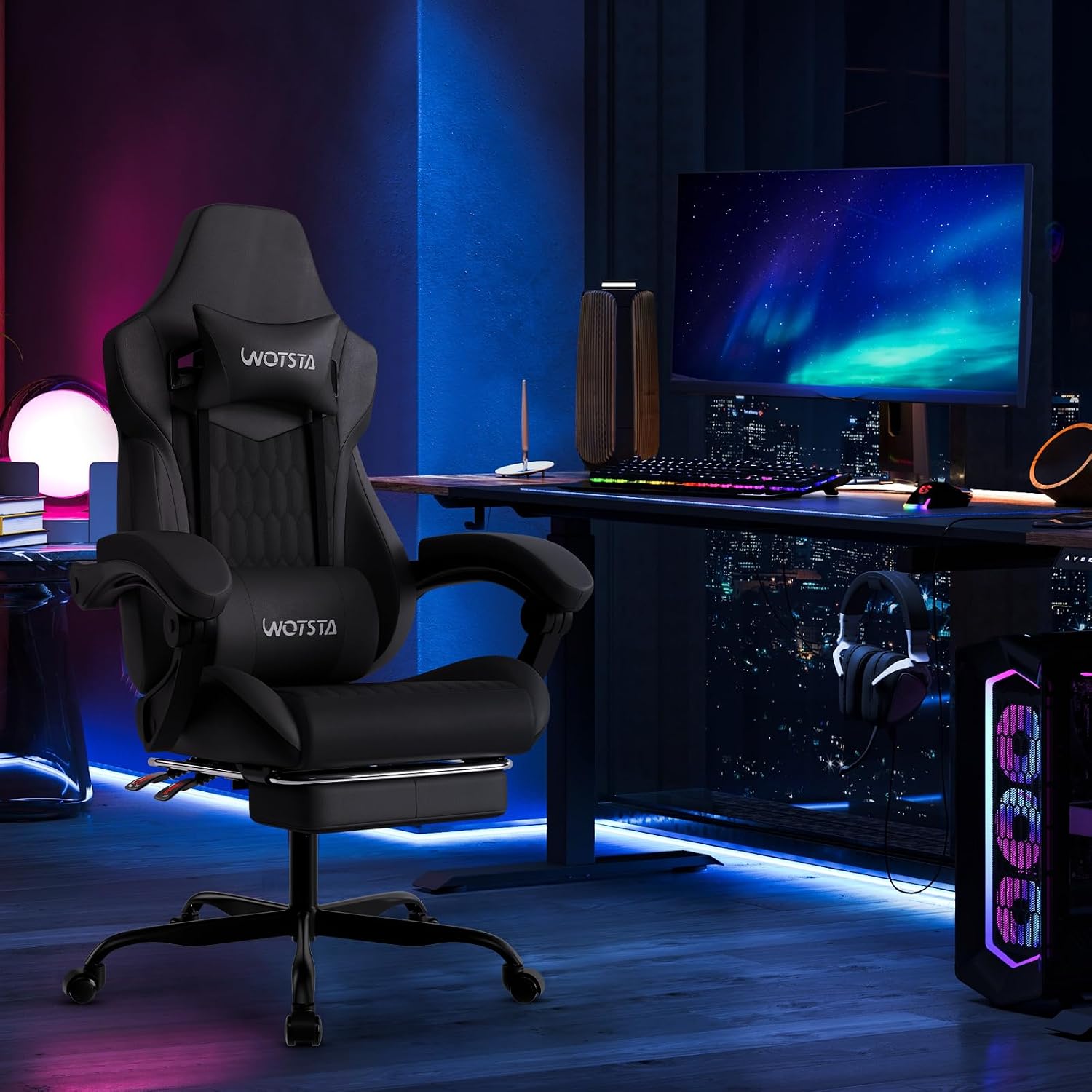 كرسي ألعاب مع مسند للقدمين، كر - مراجعة Video Gaming & Esports Usd Acc وسعره
